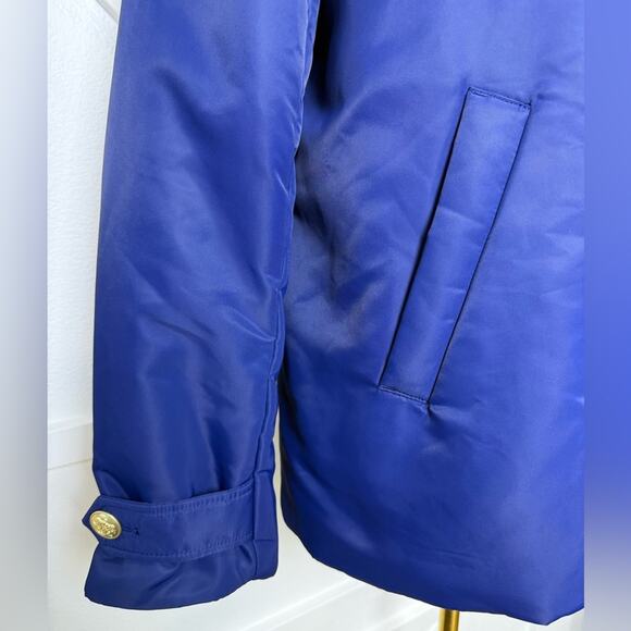 NWT J. Crew Peacoat Puffer Jacket In Lightweight Shiny Nylon Blue Size Small - Picture 6 of 12